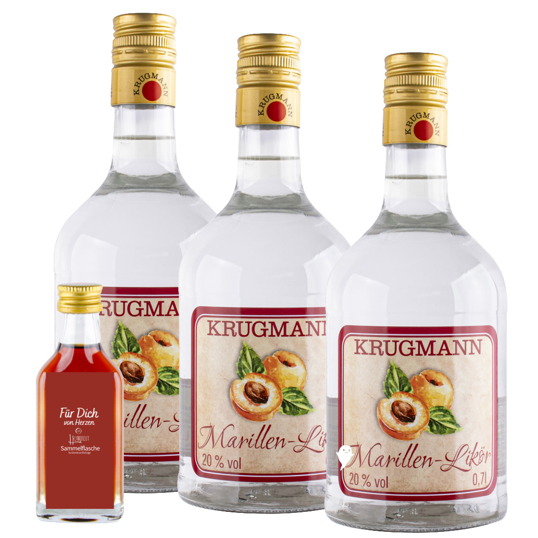 Krugmann Marillenlikör 3 x 0,7 l 20% Vol. inkl Probeflasche Krugmann Marillenlikör 3 x 0,7 l 20% Vol. inkl Probeflasche