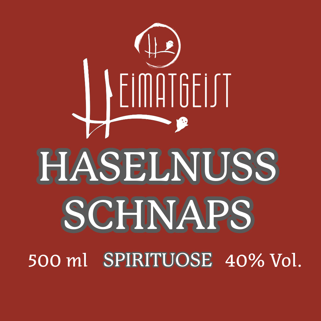 Haselnussschnaps, 500 ml, 40 % Vol., aromatischer Nusslikör in eleganter Verpackung.