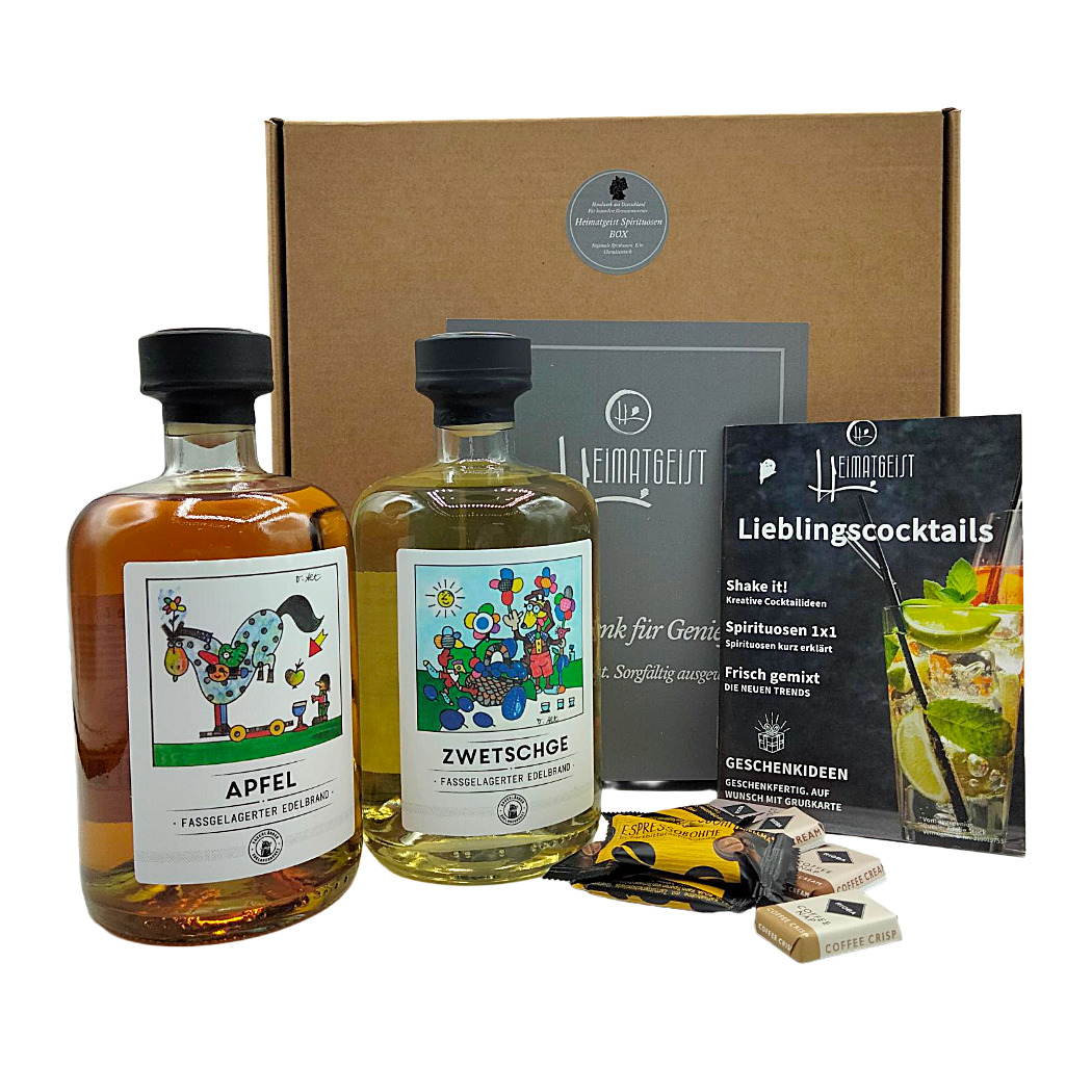 Sauerländer Zwetschgen- & Apfelbrand – 2 Spirituosen 0,50 l/Fl., 42%-Vol. im Geschenkkarton