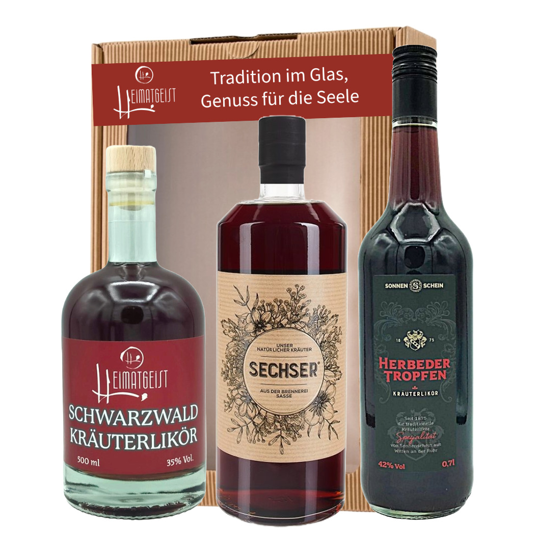 Drei Kräuterliköre – Drei einzigartige Genüsse! Heimatgeist Geschenkbox